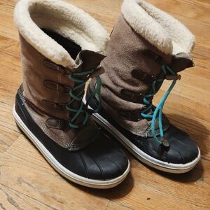 Cat & Jack Girls Paloma Tall Sherpa Tan Winter Boots Size 4